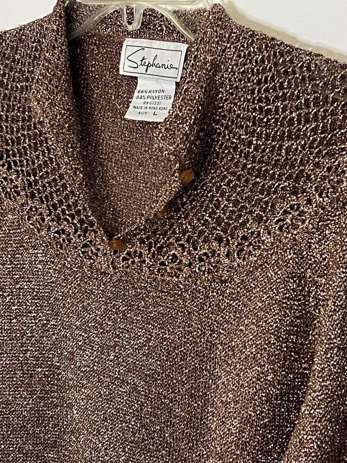 Vintage 70’s Gold Metallic Mesh Knit Sweater Disco Studio 54 M
