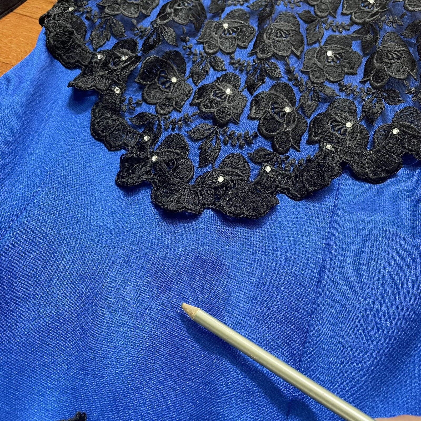 Vintage Cottagecore Prairie Electric Blue Formal Dress Puffy Sleeves XS Petite