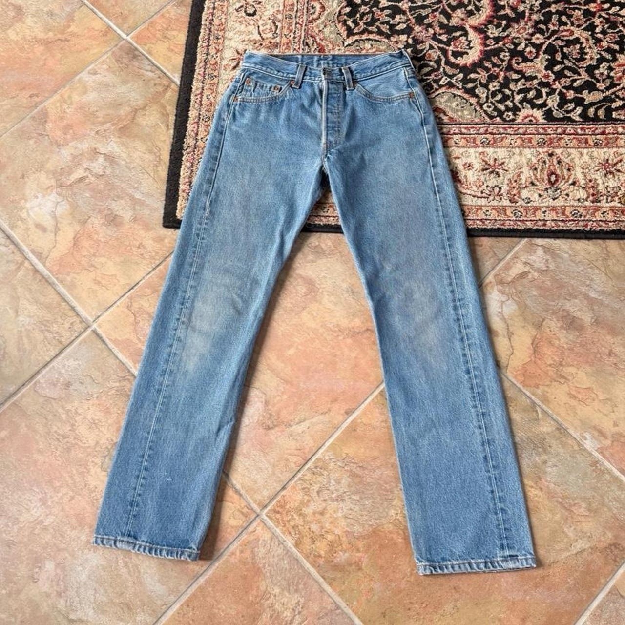 Vintage Levi’s 501 Jeans 27×30 Made In USA Button Fly Straight Leg Light Wash