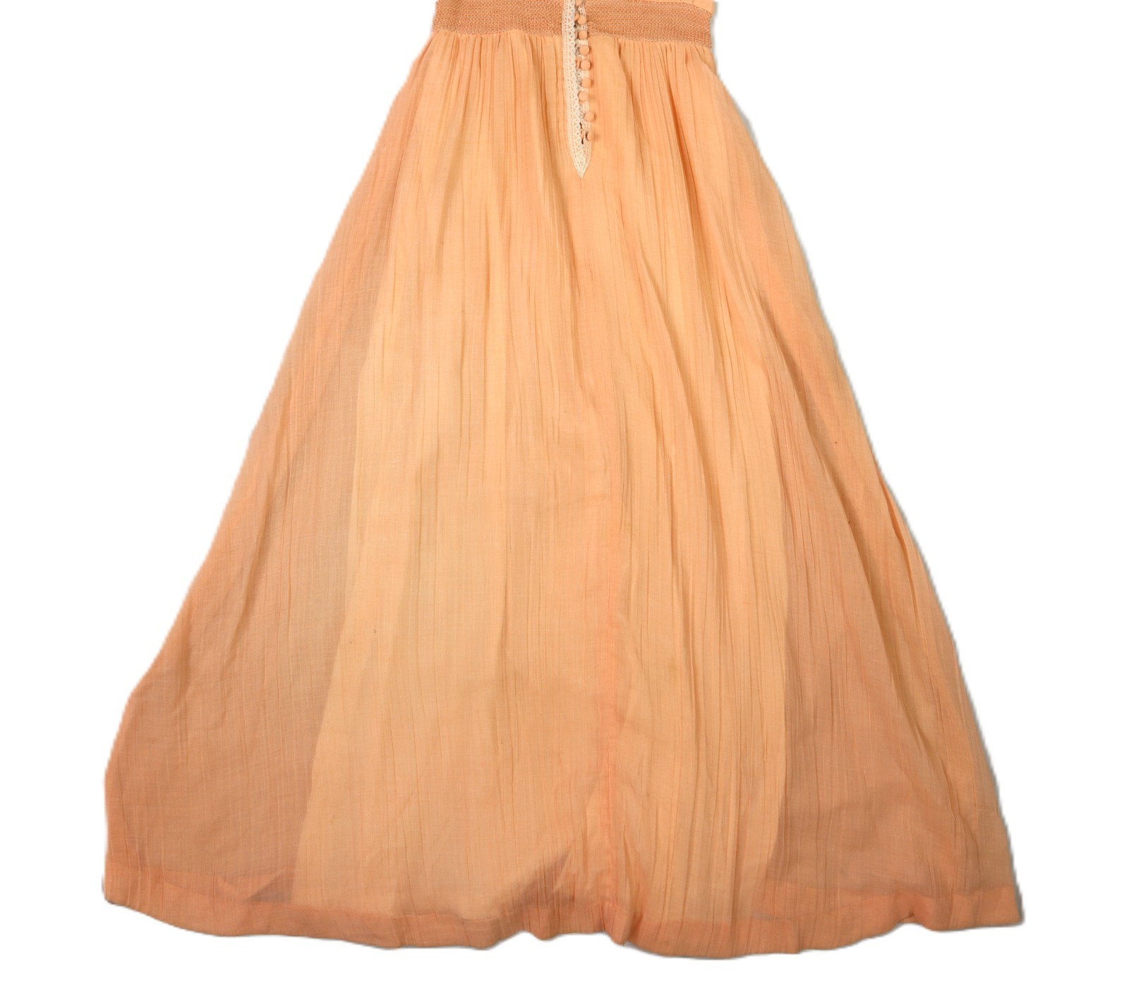 VTG 70s This Is Yours 4 S Cottage Core Prairie Peach Lace Trim Long Maxi Dress