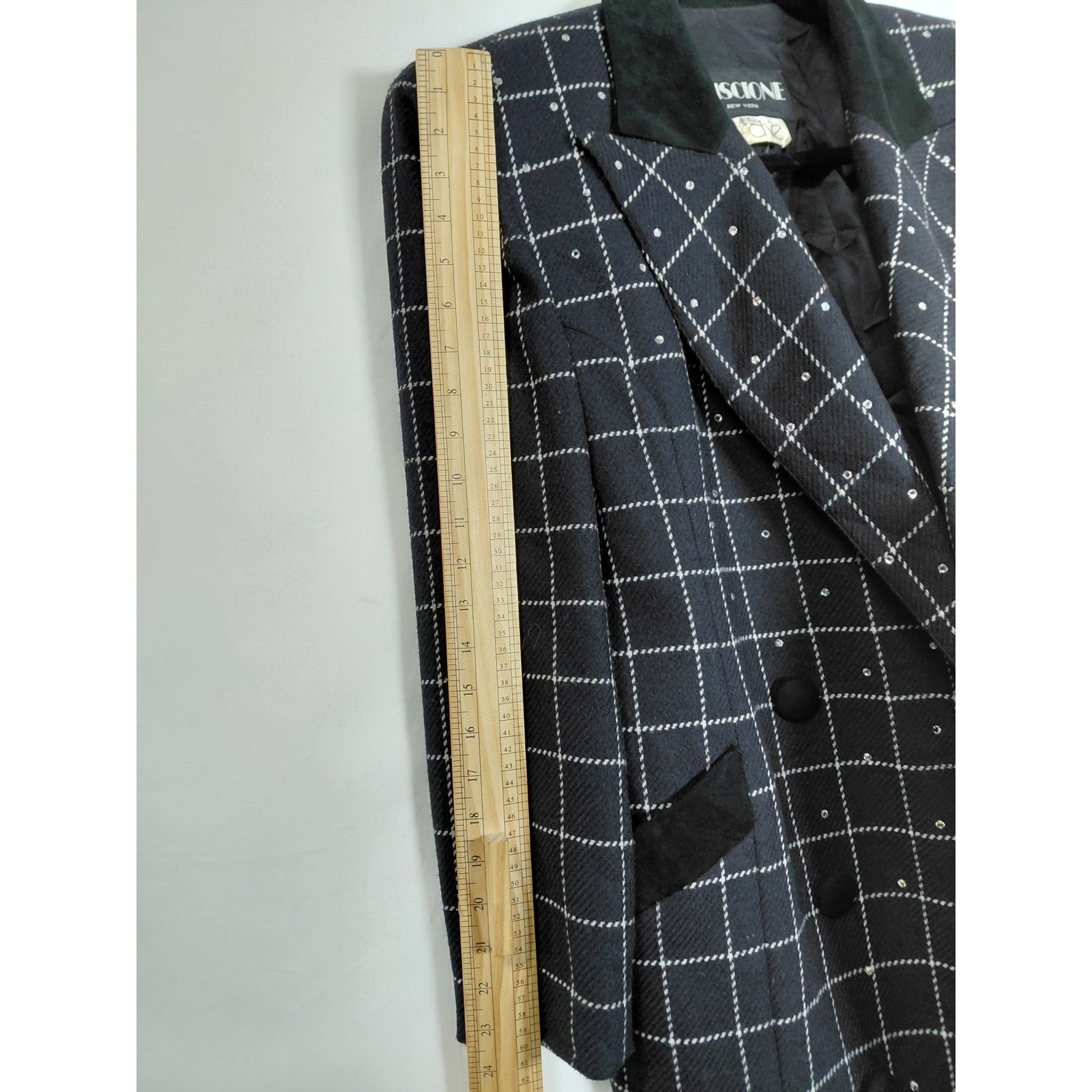 Vintage Criscione Made in USA Plaid Rhinestone Lined Jacket Women Size L