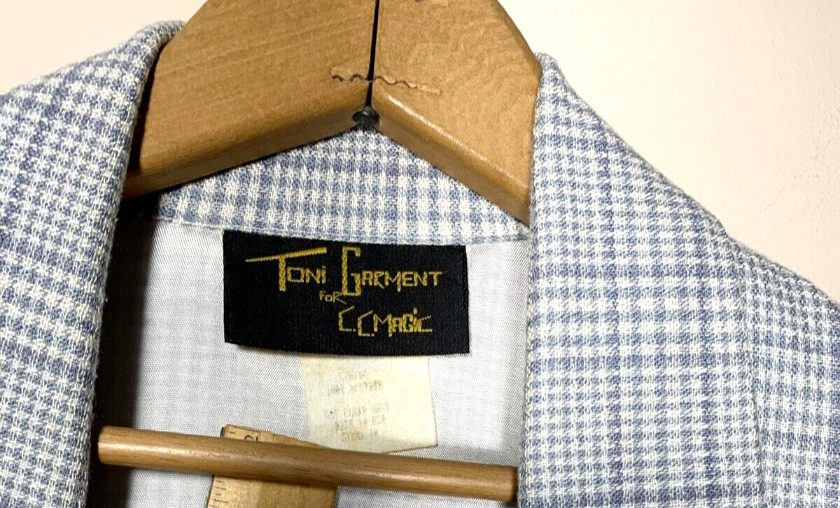 Toni Garment For C.C. Magic Blazer Womens Large Gray Plaid USA Made 80s Oversize