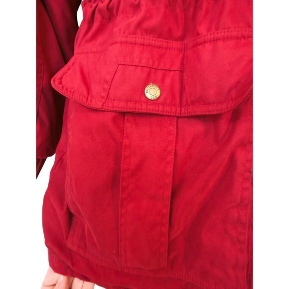 Woolrich Vintage Red Hooded Parka Jacket Women XL Ski Snowboard Cabincore Coat