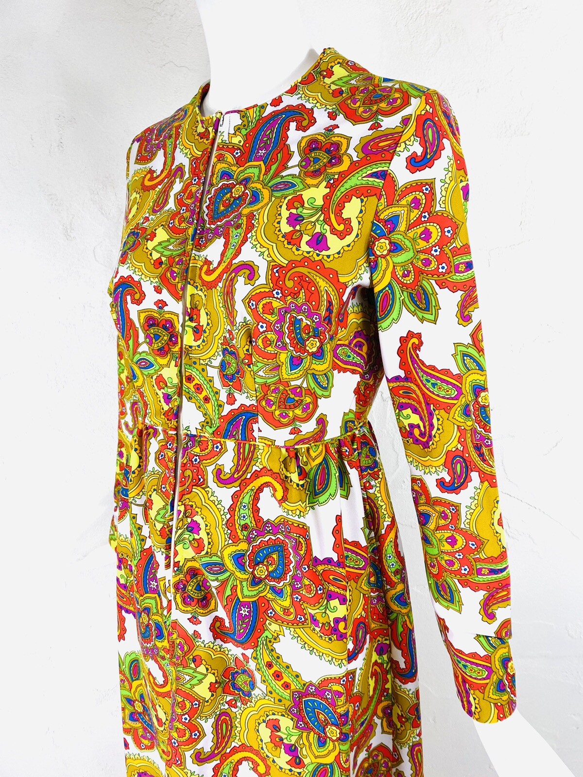 Vintage CONCEPT 70’s SWIRL Mod Psychedelic Floral Paisley Hippie Maxi Dress, S