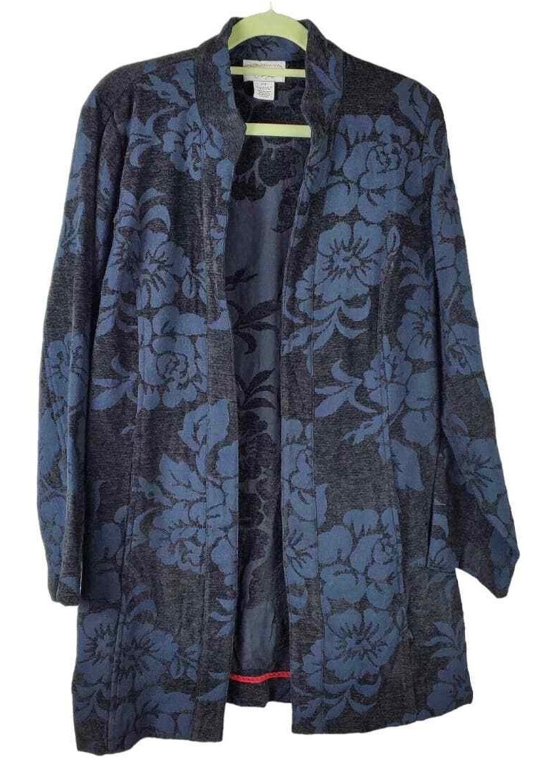 Molly & Maxx Women’s Blue/Black Floral Brocade Blazer
