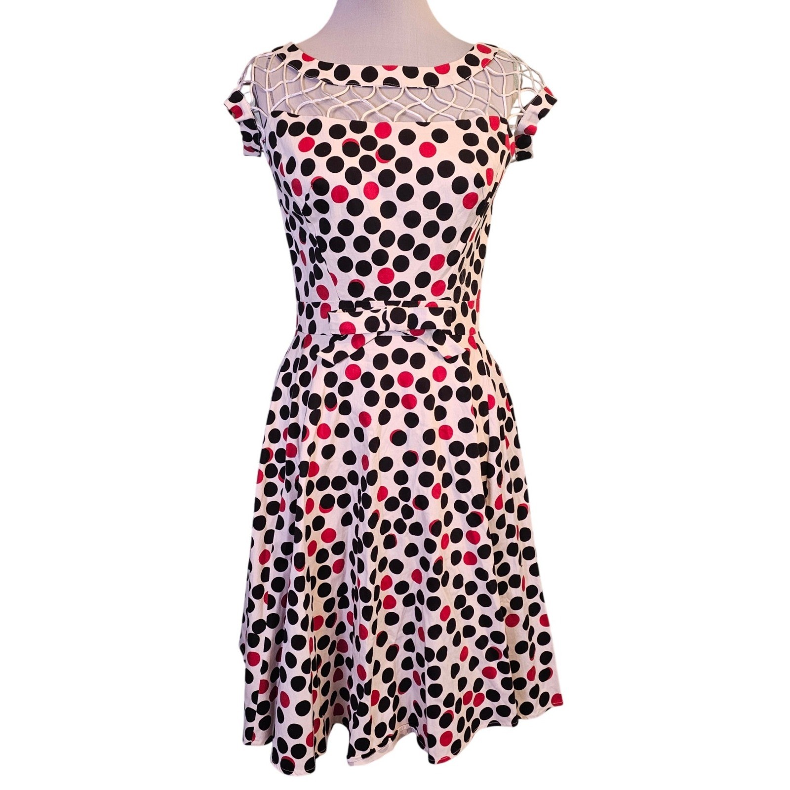 Tatyana Alika Polka Dot Fit Flare Dress XL Retro Rockabilly Pinup