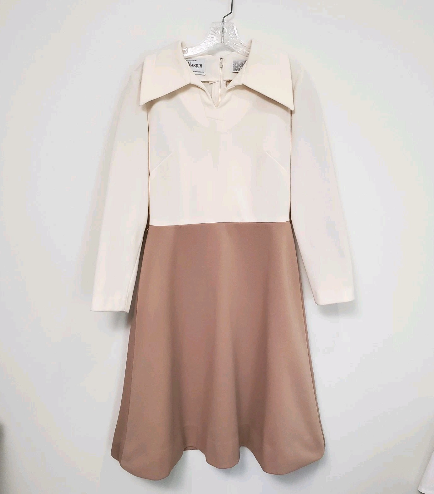 Vintage Dress 60s 70s Nardis of Dallas Double Knit Custom Cream Ivory Size 8/10?