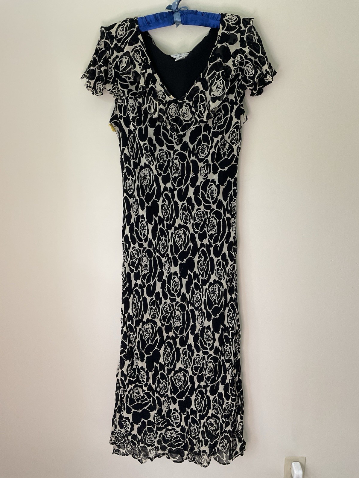 Vintage 90s Paradise NY Dark Floral Beaded Maxi Dresss 14 Whimsigoth Fairy