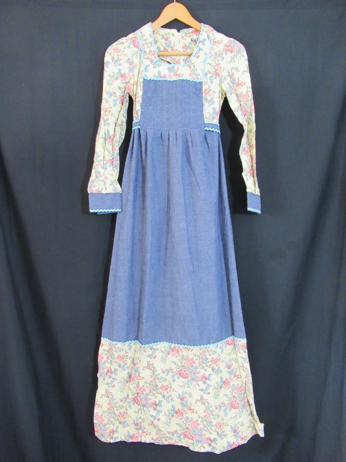 Vintage 70’s Hippie Boho Prairie Festival Maxi Dress Rickrack PBJ Long Sleeve