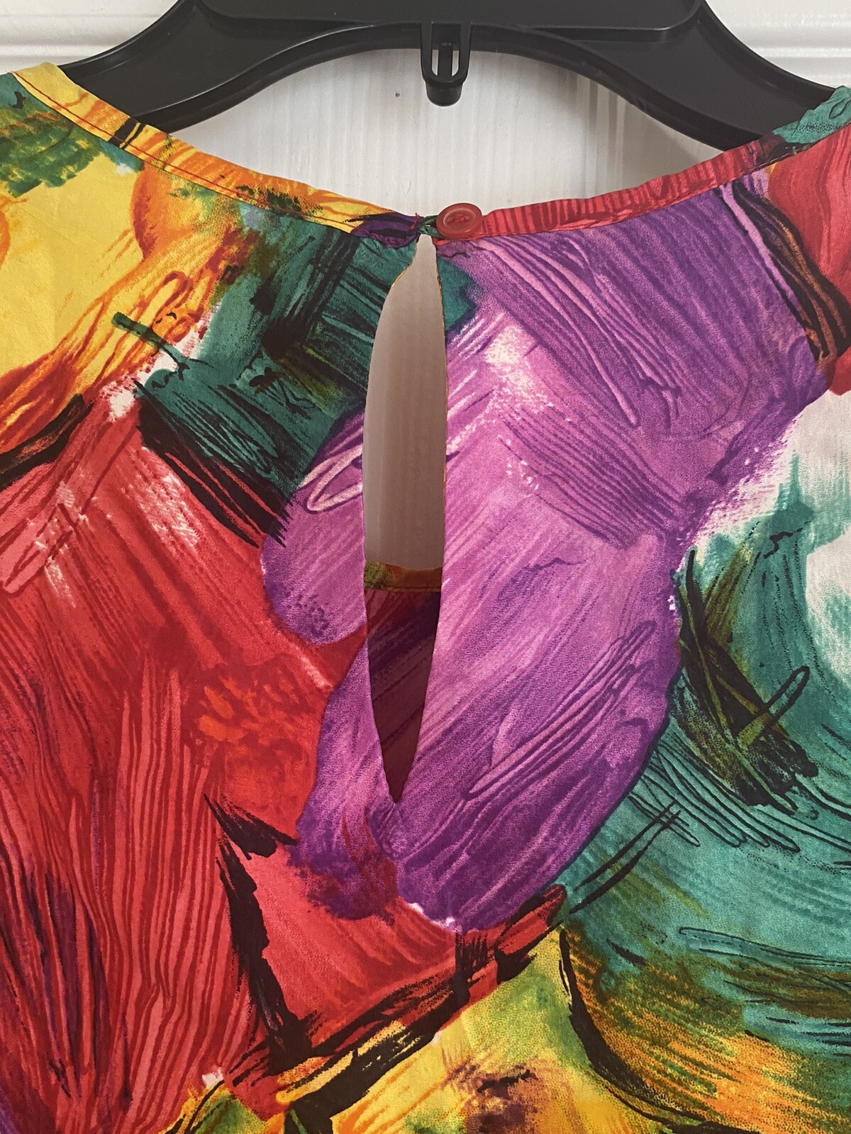 Vintage Hana Sung Studio 100% Silk Blouse Medium Multicolored Artsy Bold Career