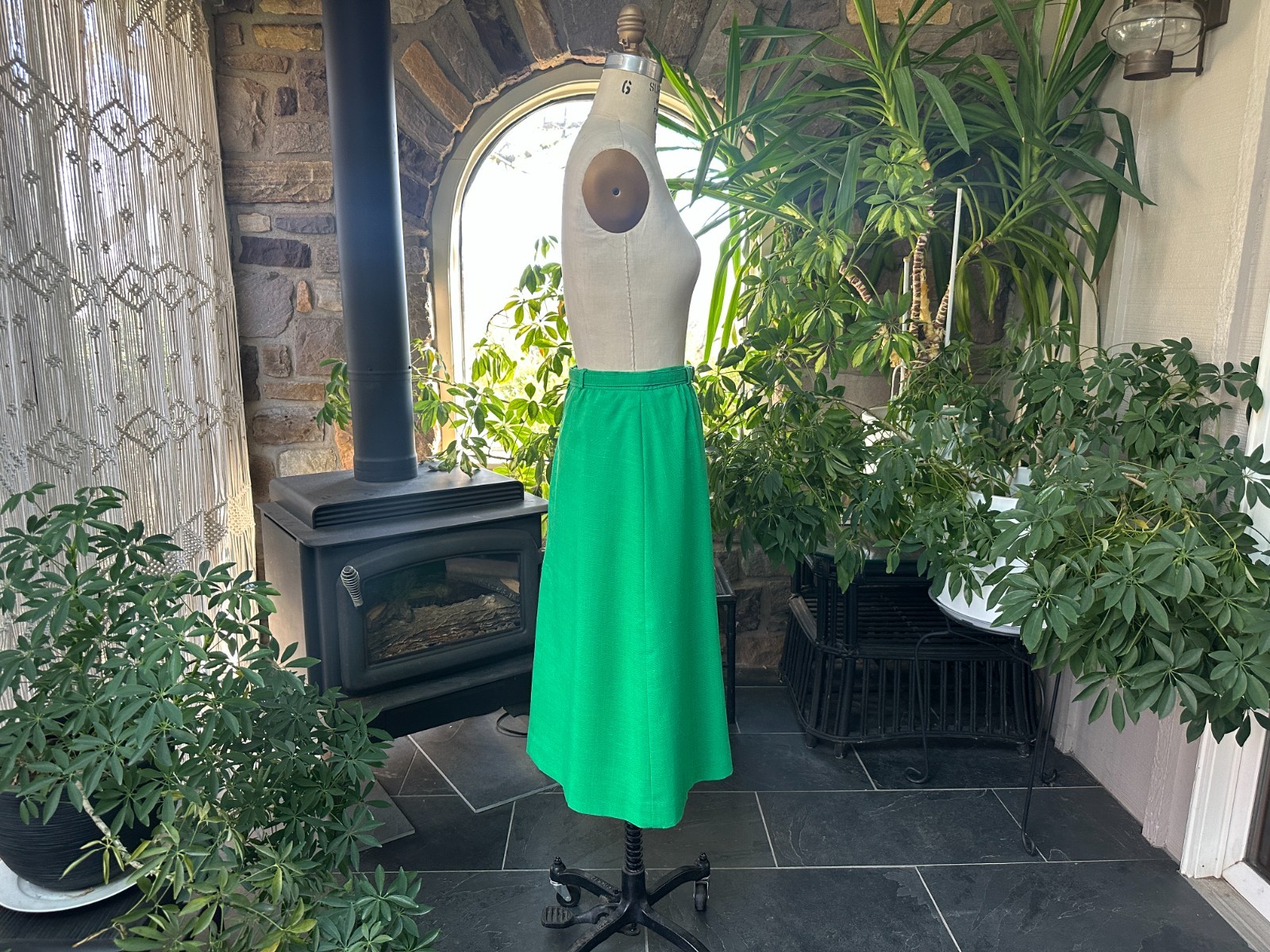 Vintage 1970s Austin Hill Kelly Green Lined Skirt Deadstock with Tags