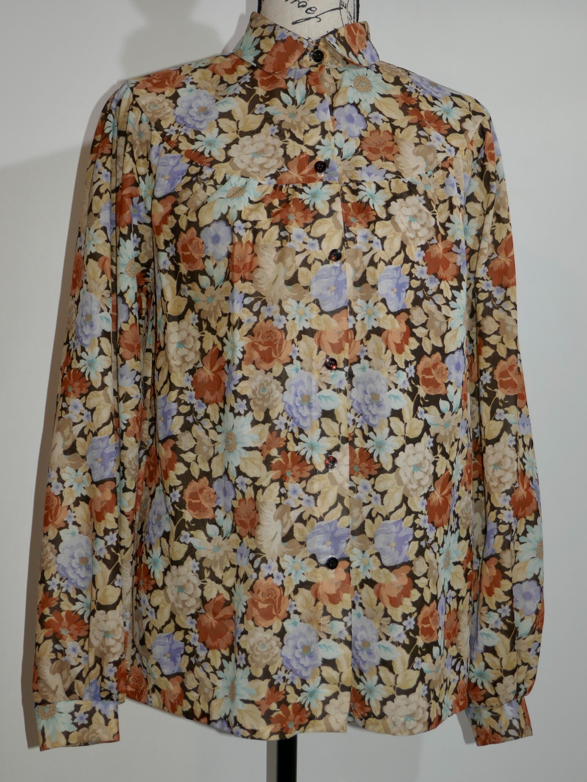 Eccobay Floral Button Up Sheer Blouse Shirt Size 11-12