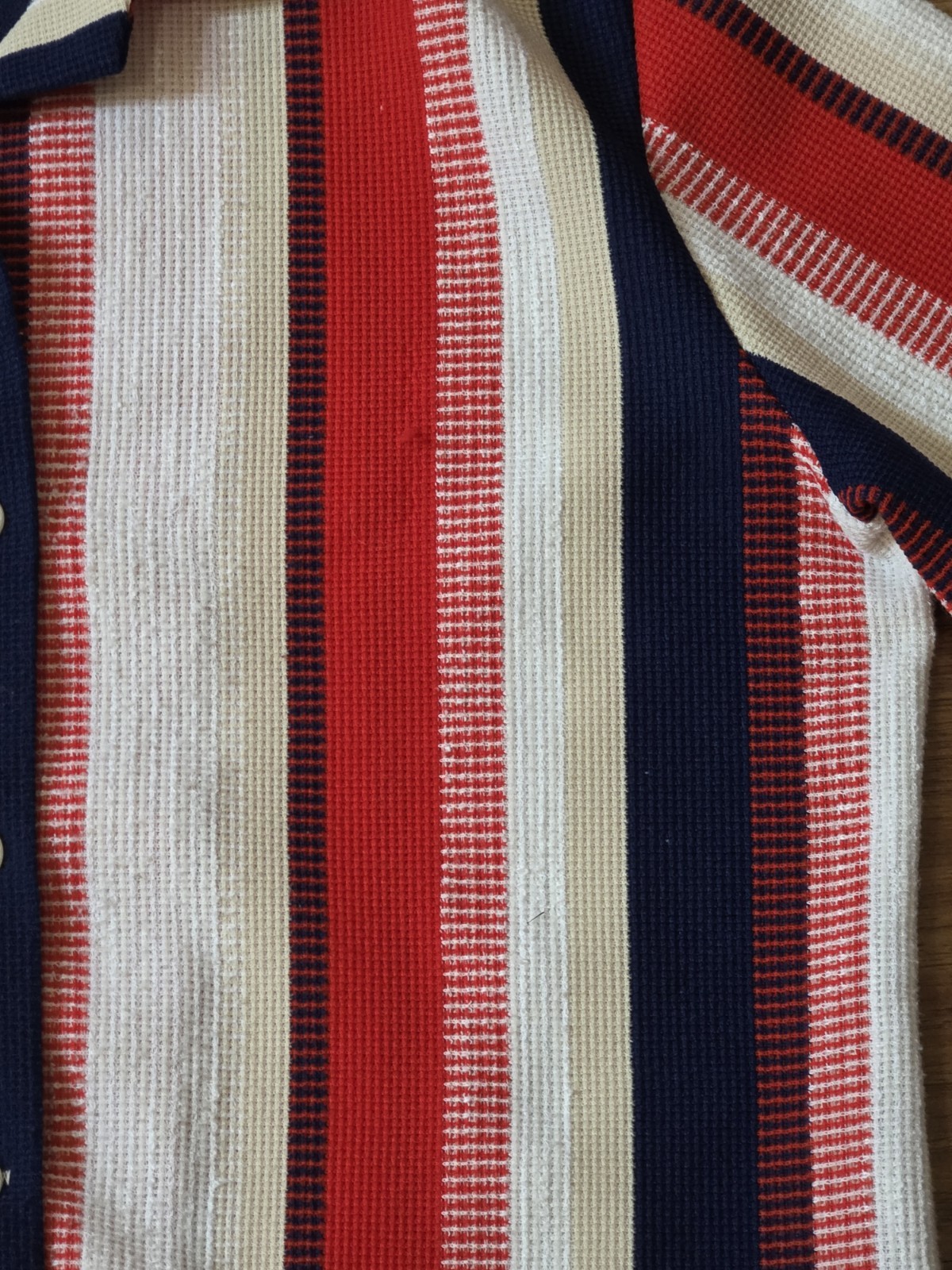 Womens Striped Shirt Vintage 70’s Butterfly Collar Funky Long Sleeve Medium