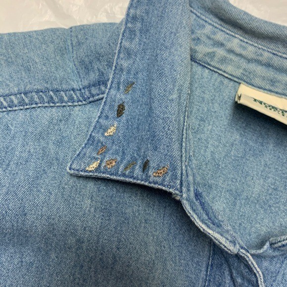Northern Reflections Vintage 90s Denim Button Front Apple Embroidered Maxi Dress