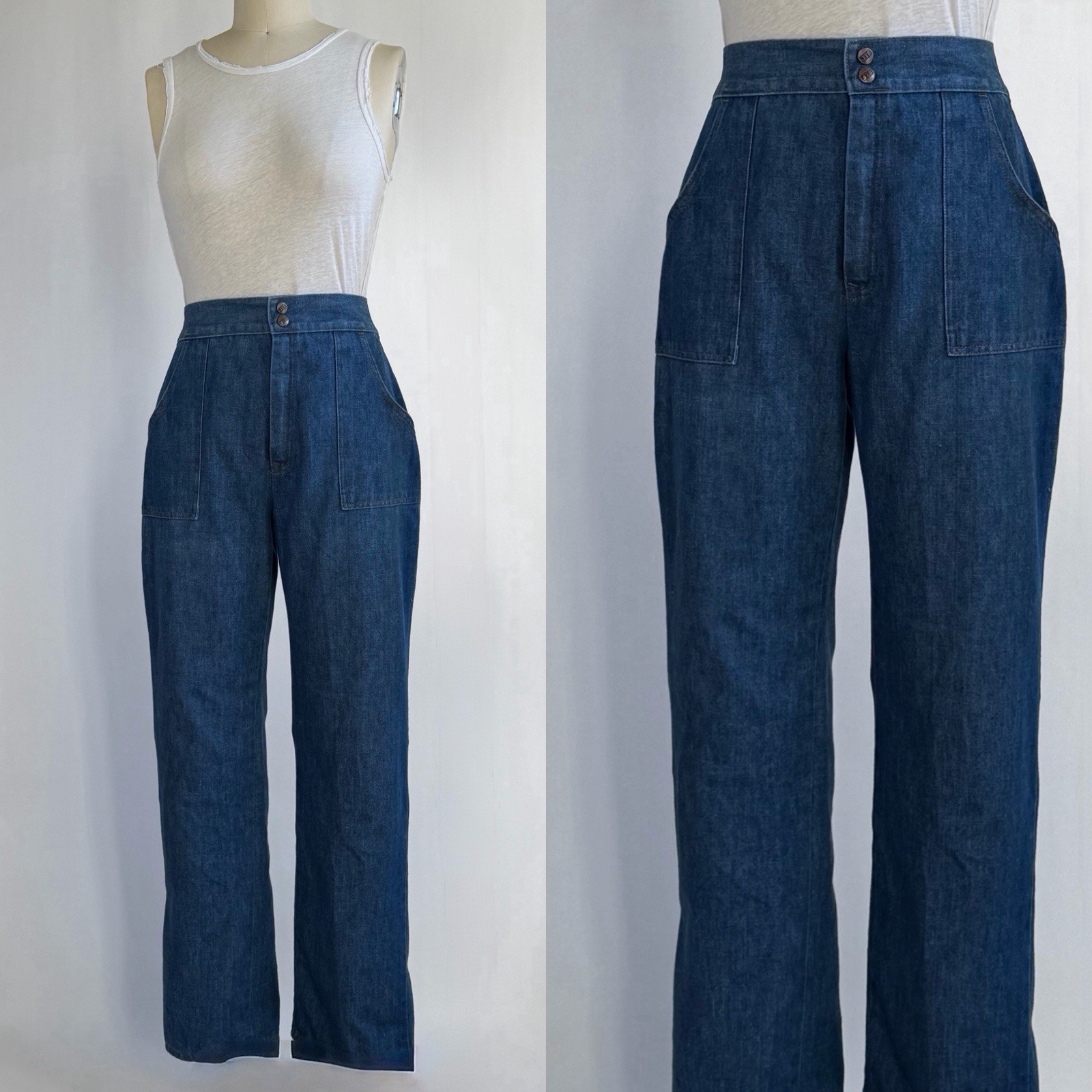 Vintage 70s Sears Jeans That Fit High Waist Wide Leg Elastic Back M