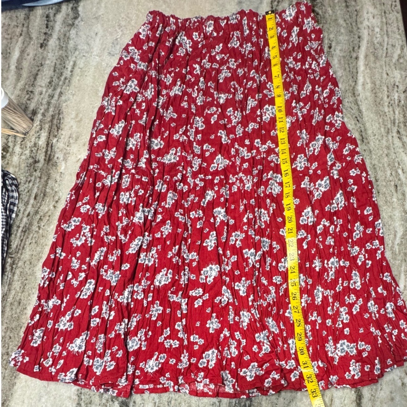Cactus Flower Skirt Womens OS Red Floral Rayon Broomstick Boho Midi Made in USA