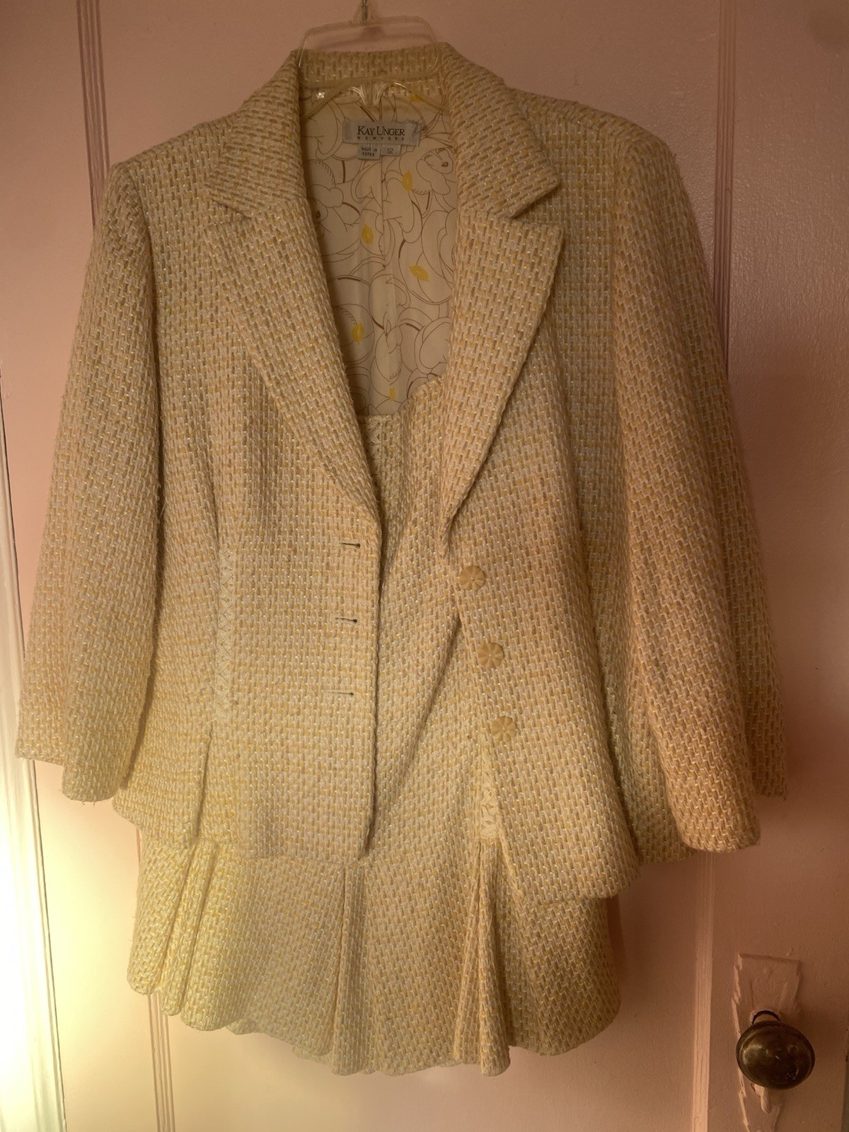 Vintage Kay Unger NY Skirt Suit Women Sz 12 Cotton Blend