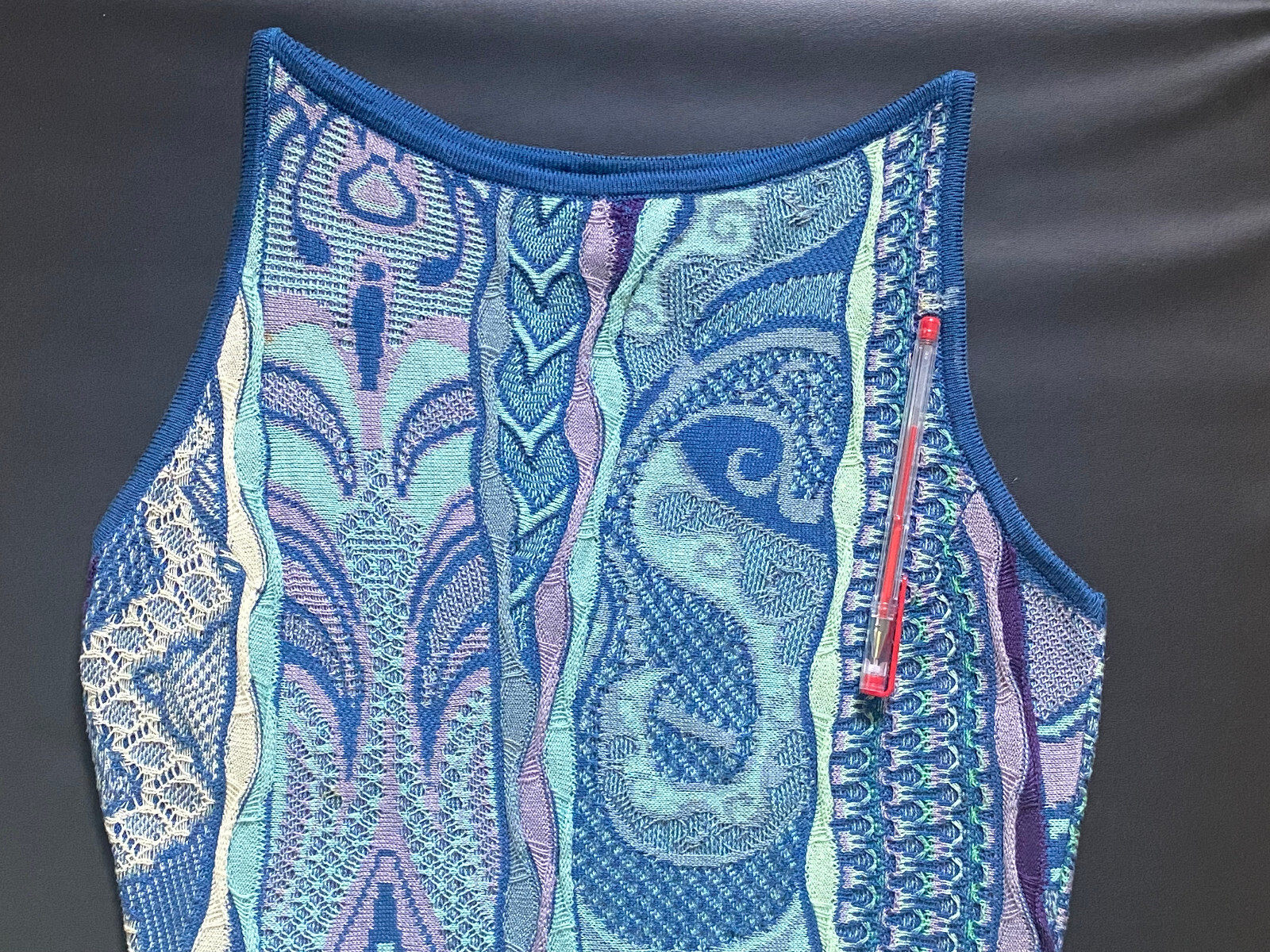 Vintage Late 90’s COOGI dress, size small, asymetrical, body con, cosby sweater