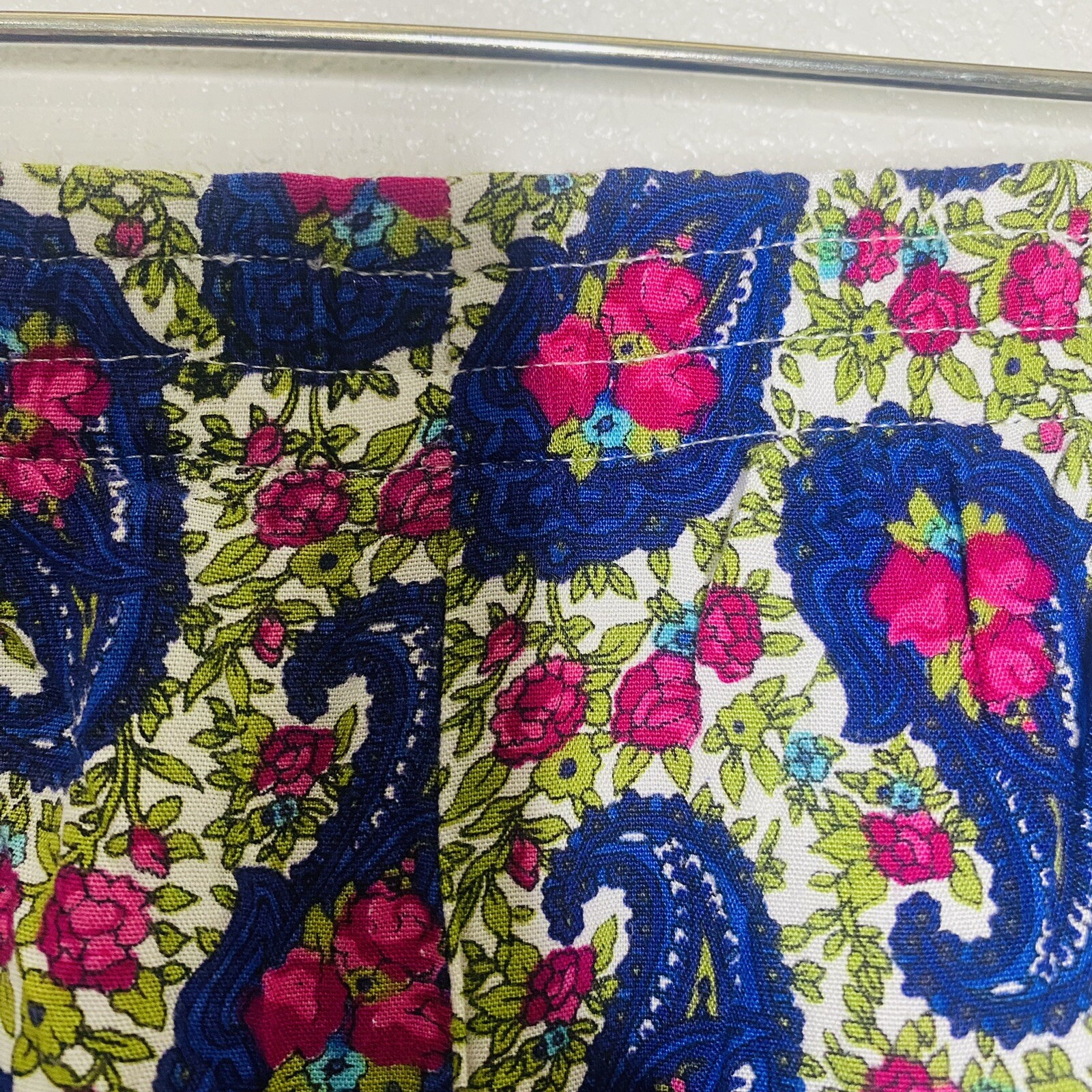 Vtg Brass Plum Nordstrom’s Rayon Pants Paisley Purple Size M Pockets