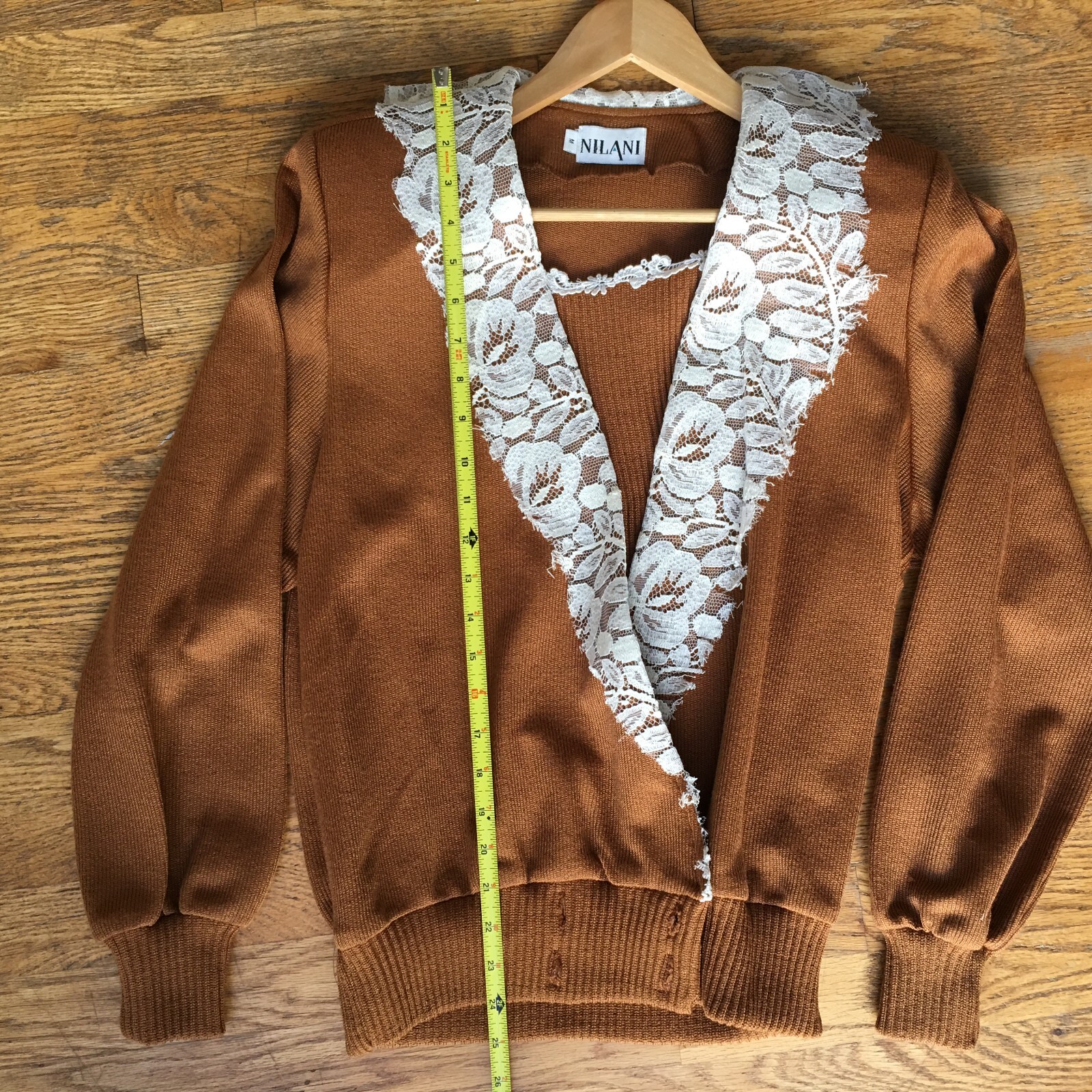 Nilani Vintage Brown Knit Sweater and Skirt Set Womens Medium As Is