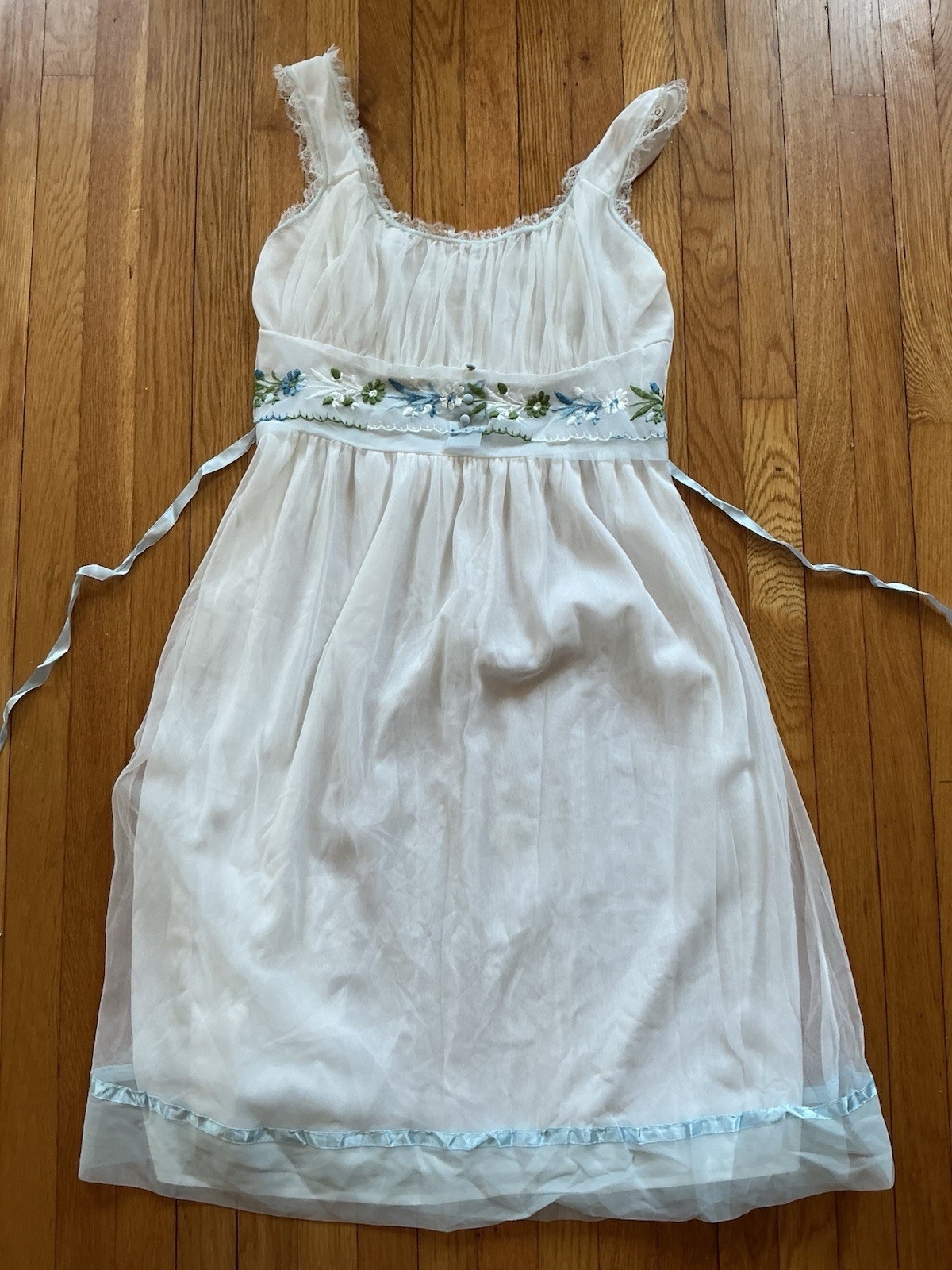 Vintage Miss Siren Negligee Chiffon Nylon Lace Babydoll Romantic Nightgown 36 S