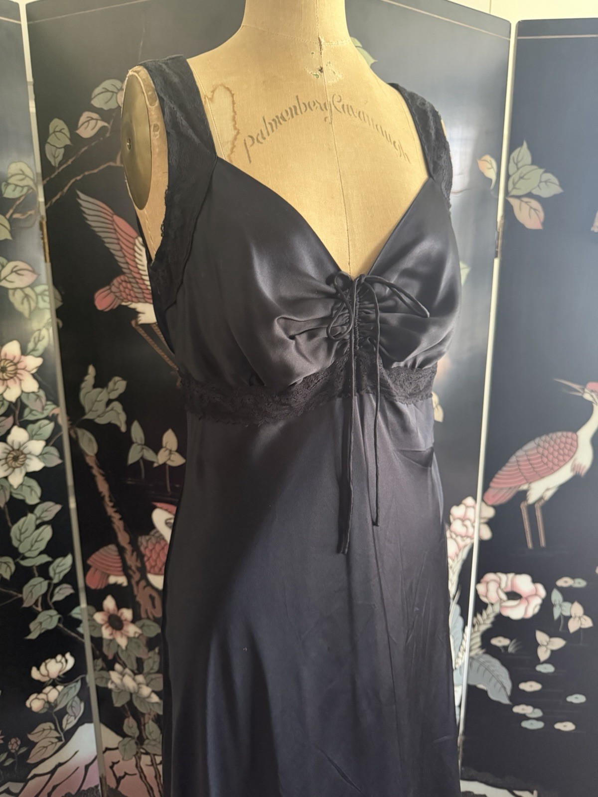 Vintage WDNY Black Silk Slip Dress Maxi Lined Wedding Cocktail Party Glam 6