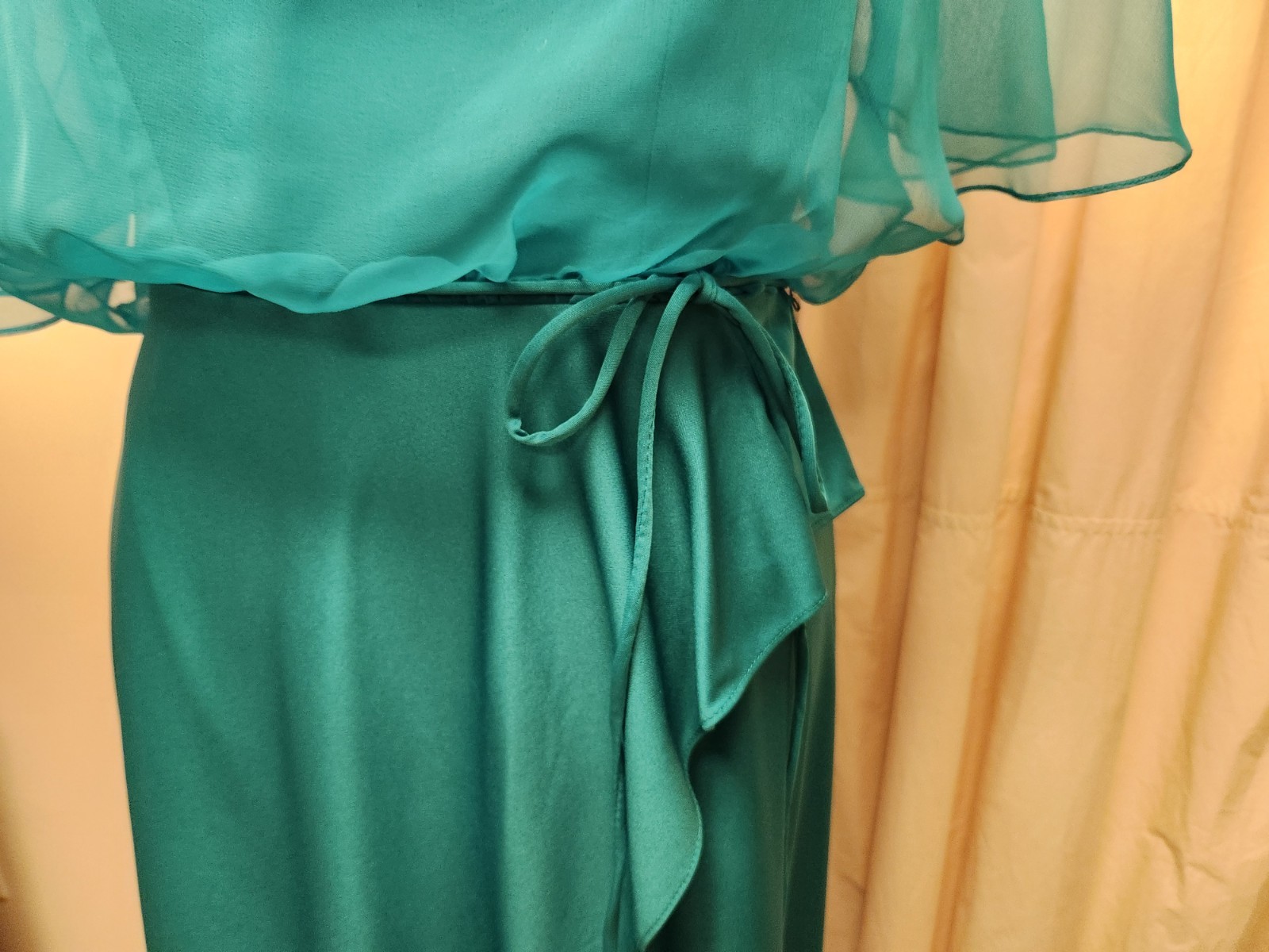 Unlabled Vintage Green/Teal Long Dress*sz11/12-plus Measurements *Good Condition