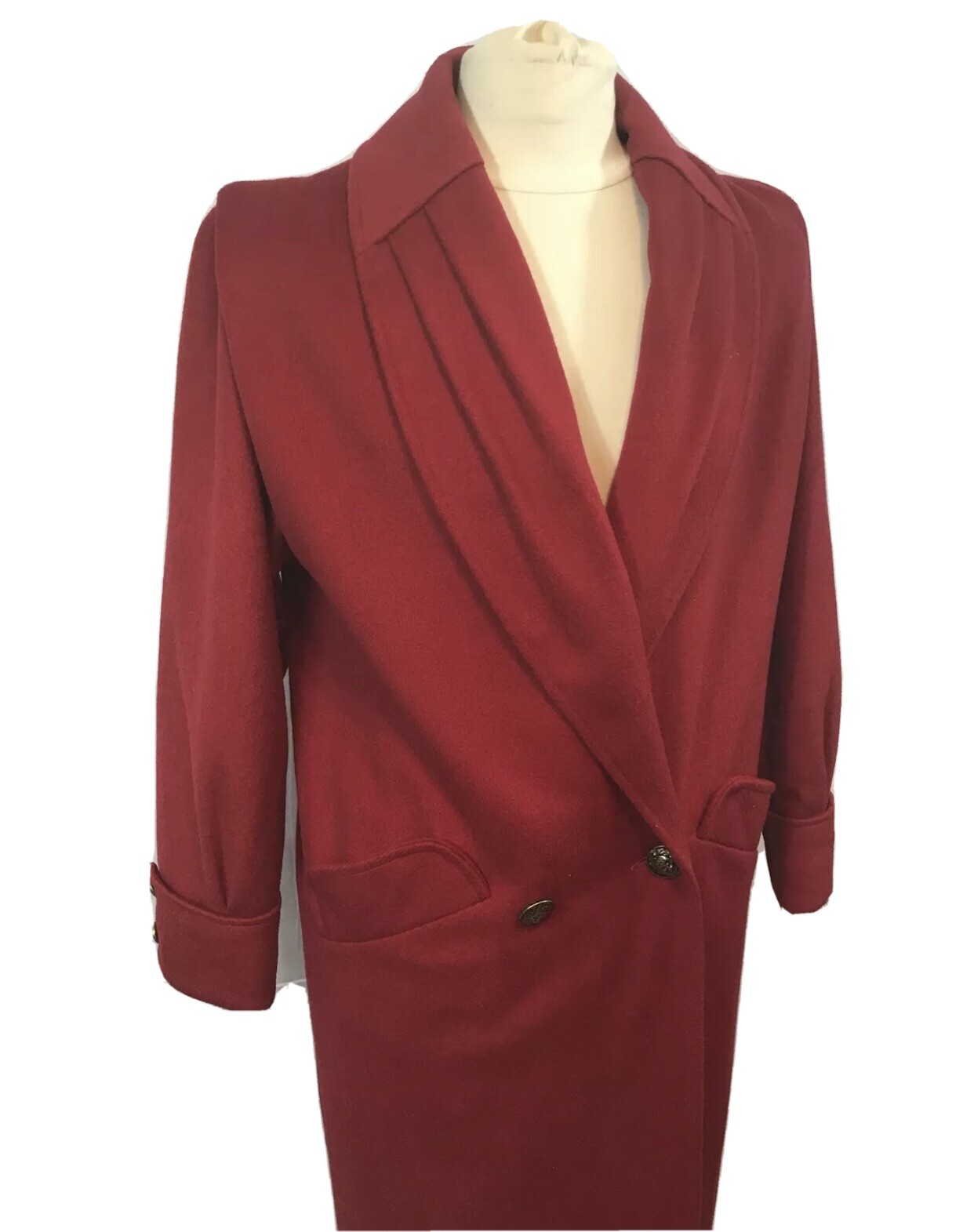 Classic Vintage Ladies Red FORSTMANN BRAETAN Full Length Wool Coat Size: Small