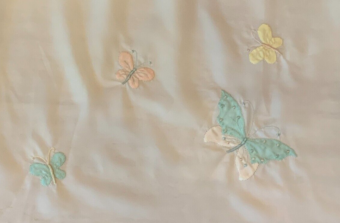 Vintage Corhan Noumair Hand Embroidered Butterflies Lace White Half Slip READ- S