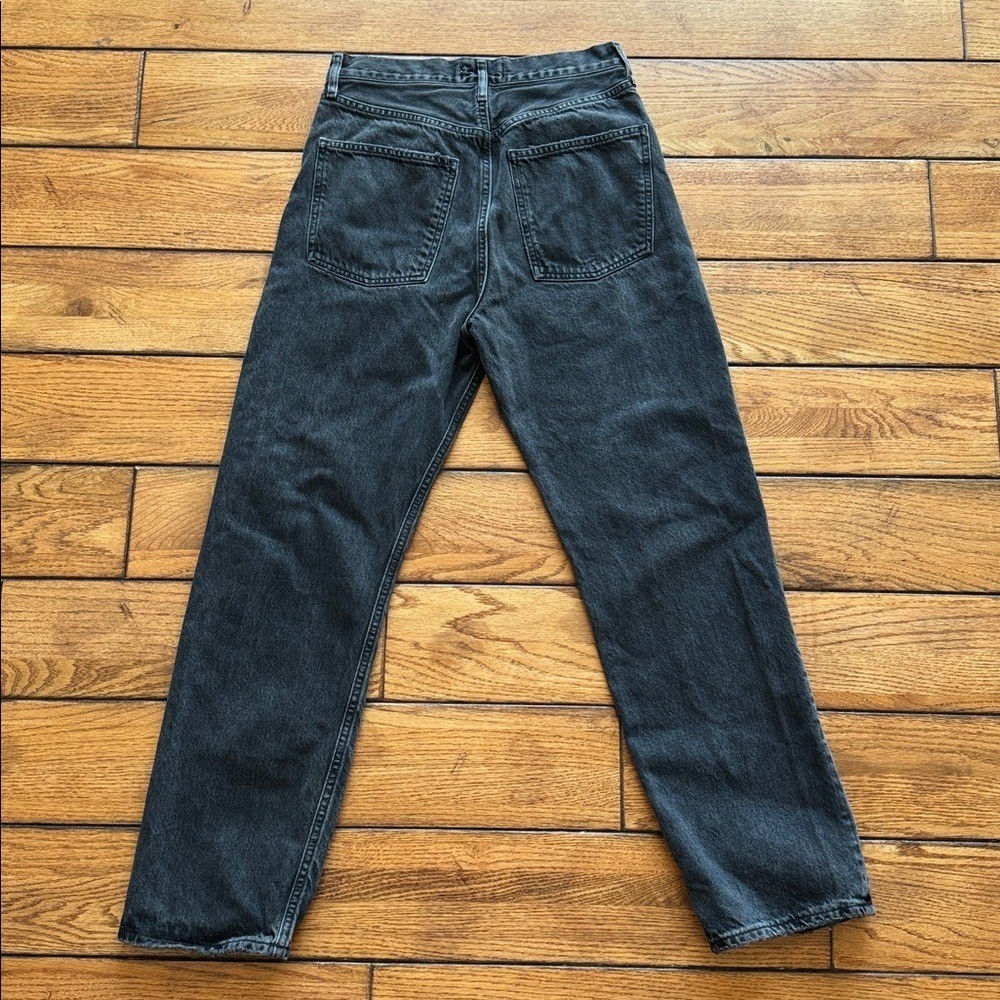 AGOLDE 90s Mid Rise Loose Fit in Vagabond Washed Black Sz 25 Distressed Boho