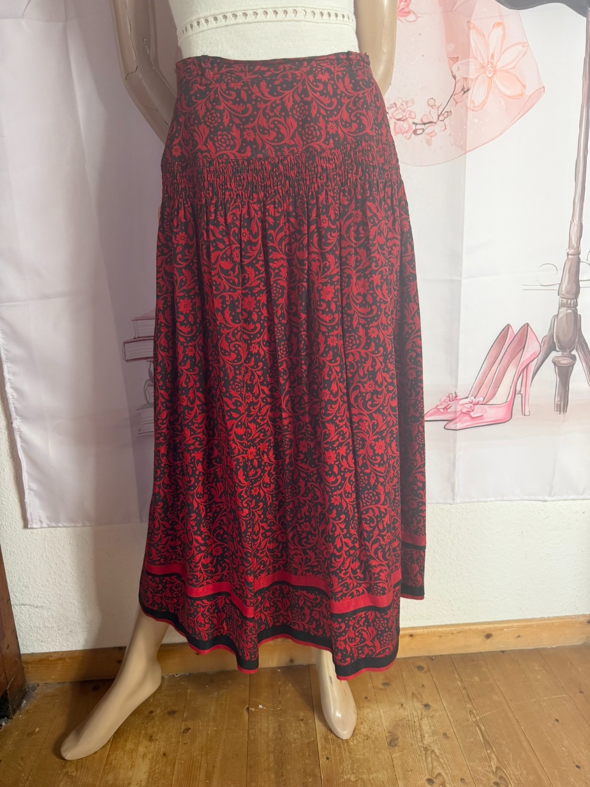 80s designer maxi skirt Franz Haushofer Miss Antonette vintage brocade size 36 38
