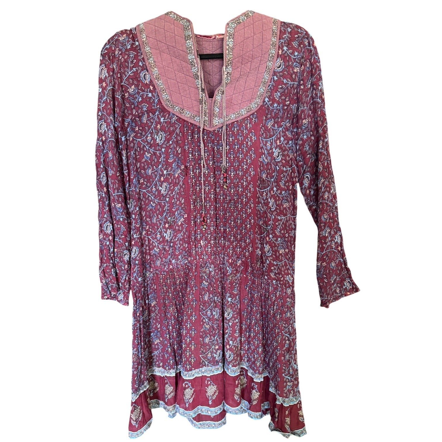 Vintage 60s 70s indian cotton gauze block print dress possibly phool