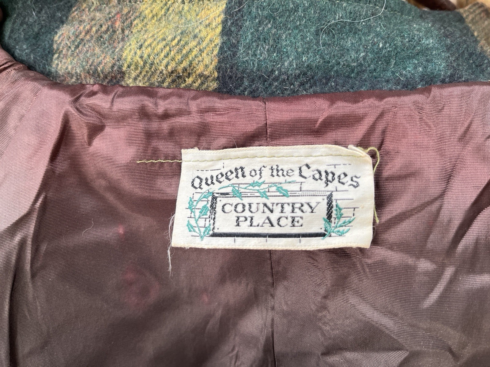 Queen of The Capes Country Place Scottish Tartan Wool Cape Poncho Plaid Lion