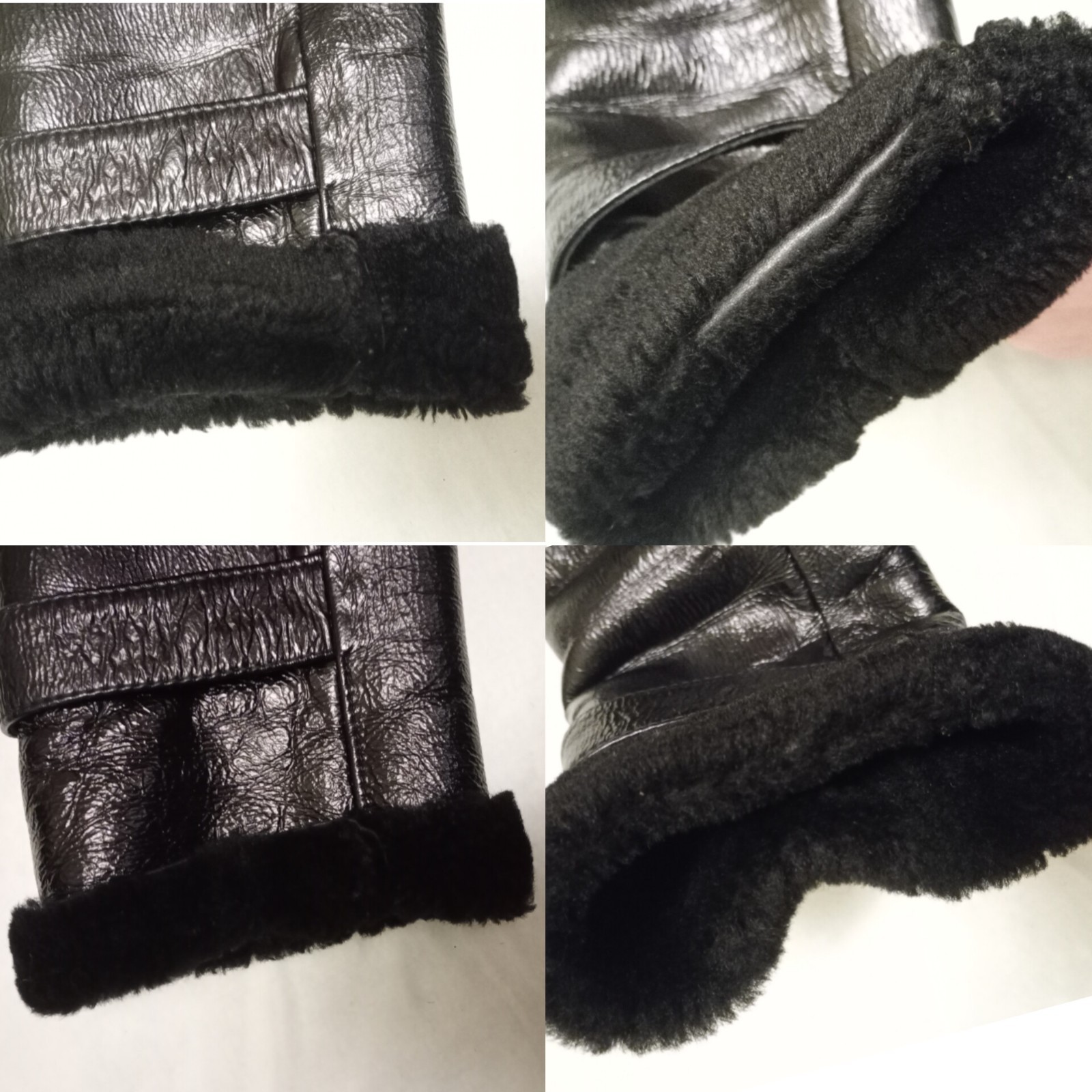Vintage 00s Women’s Shearling Coat Black Patent Leather Toscana Fur Size L