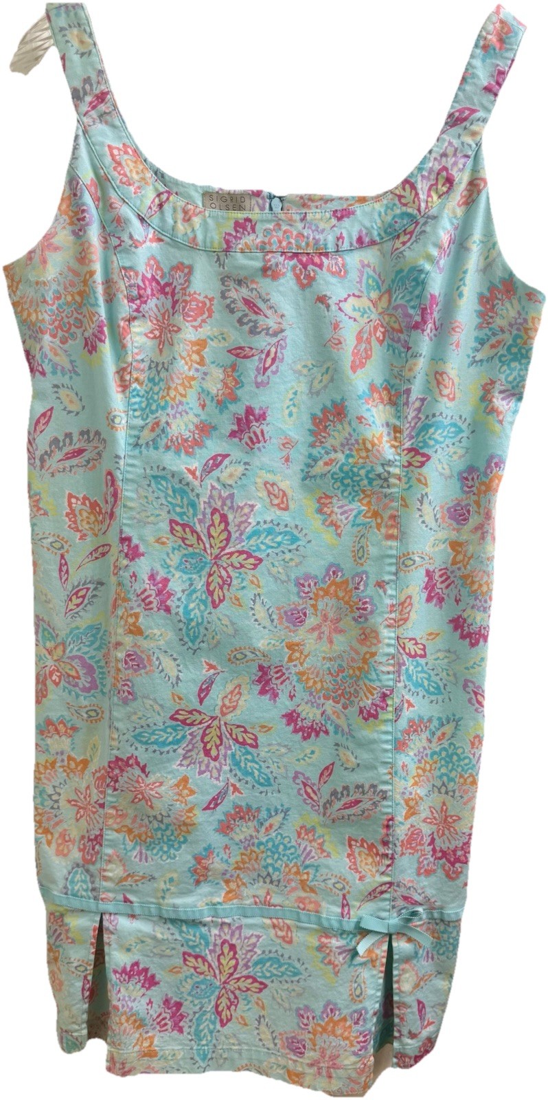 VTG SIGRID OLSEN SPORT Cottage Core Blue Floral Sundress Cotton & Spandex (12P)