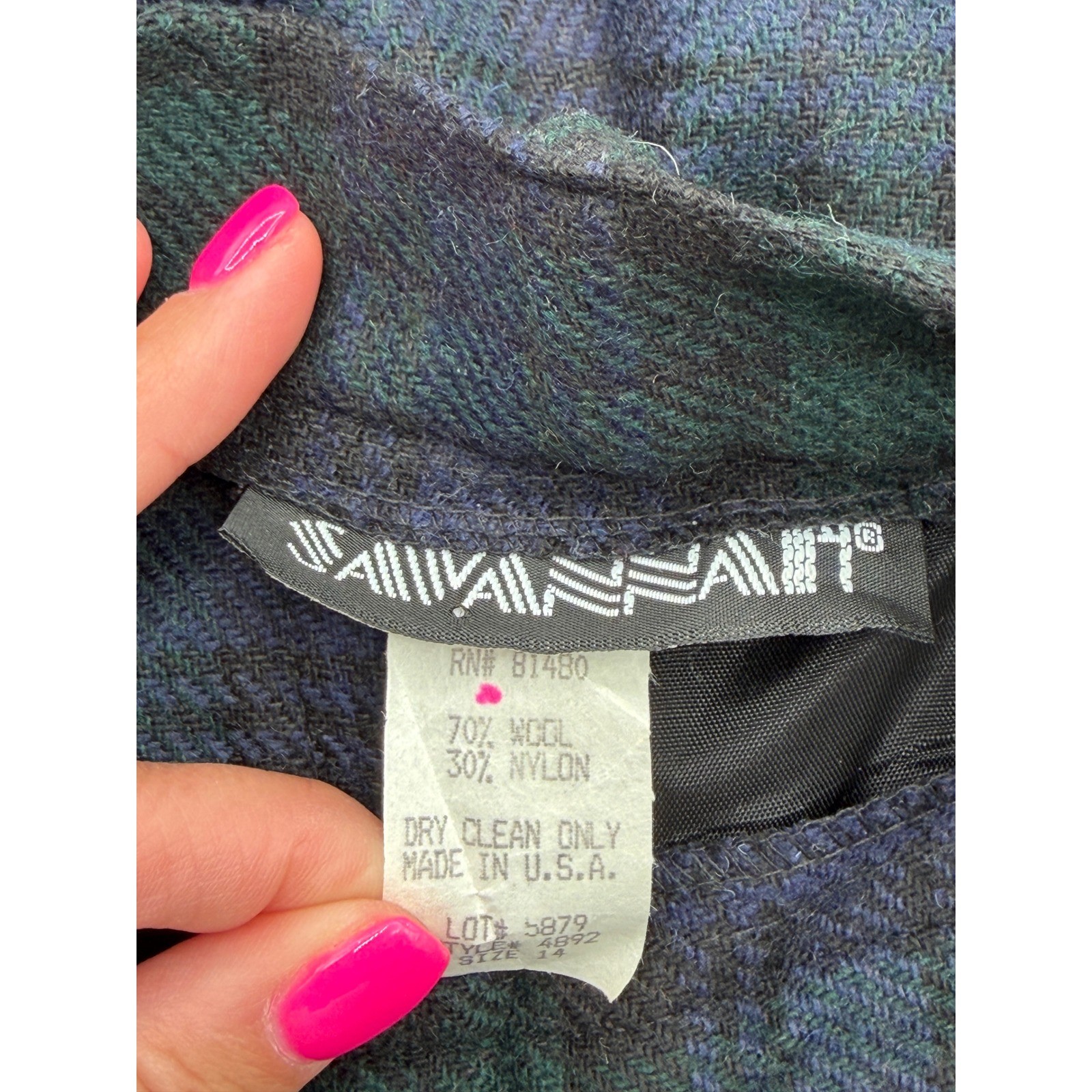 Savannah VTG Plaid Wool Blend Shorts Womens 14 Blue Green High Waisted USA NEW
