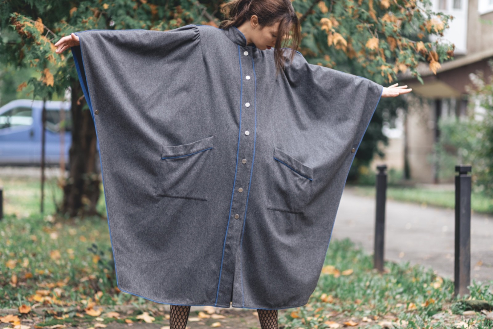 Vintage West Germany Wool Cape Coat | Avant-Garde Oversized Cloak | Minimalism