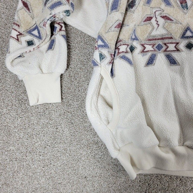 Vintage 90’s Art Unlimited Aztec Sweatshirt Womens M White Brown Phoenix Fleece