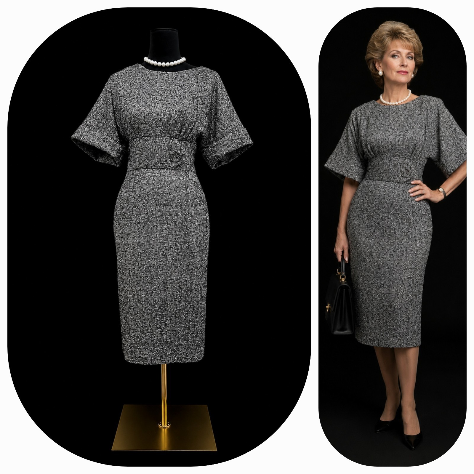 VTG Saks Fifth Avenue Tea Time 100% Silk Tweed Sheath Dress Size 14