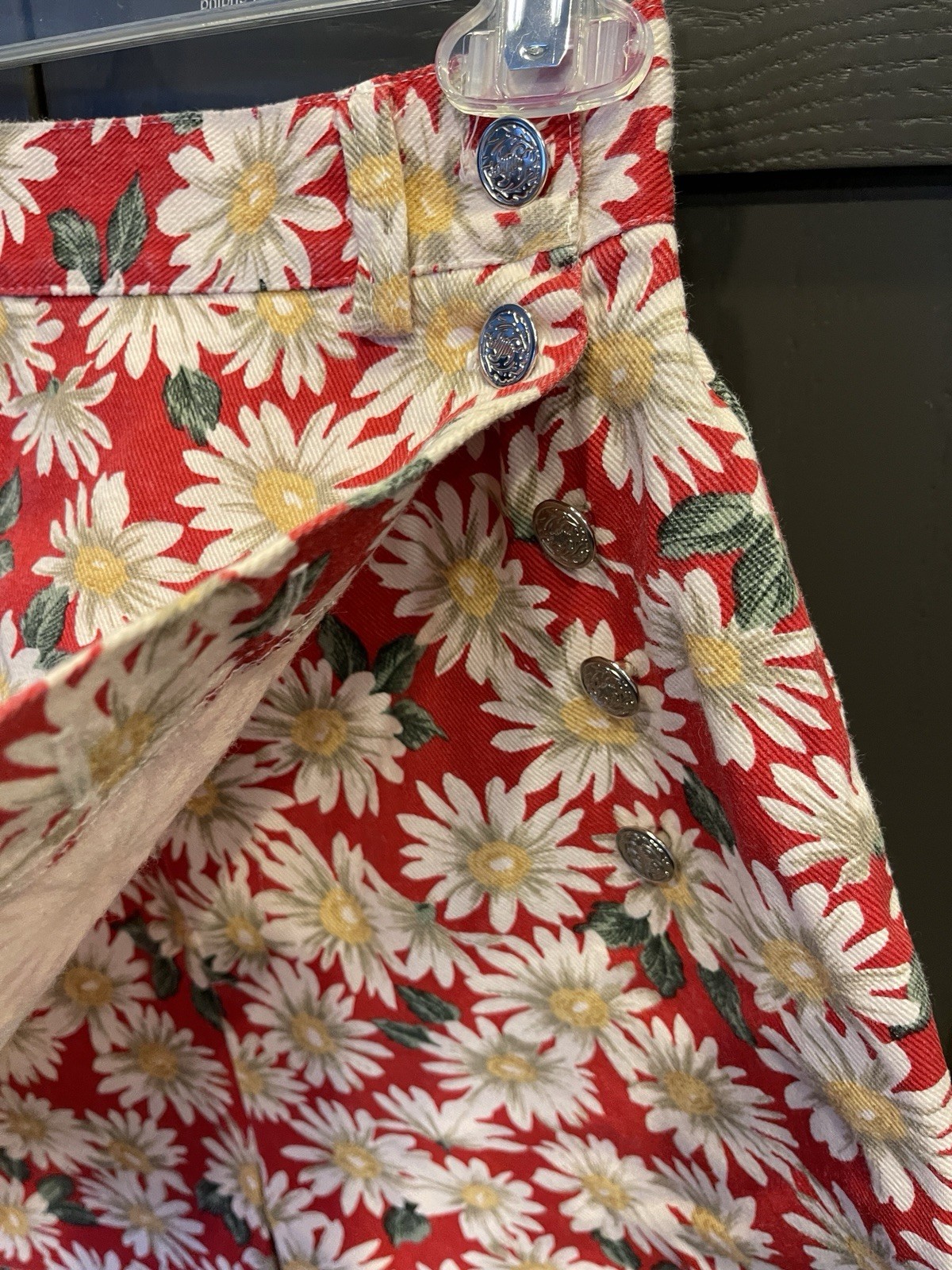 Vintage 90s A. Byer Daisy White Red Skort Skirt Size 9 Junior Girls
