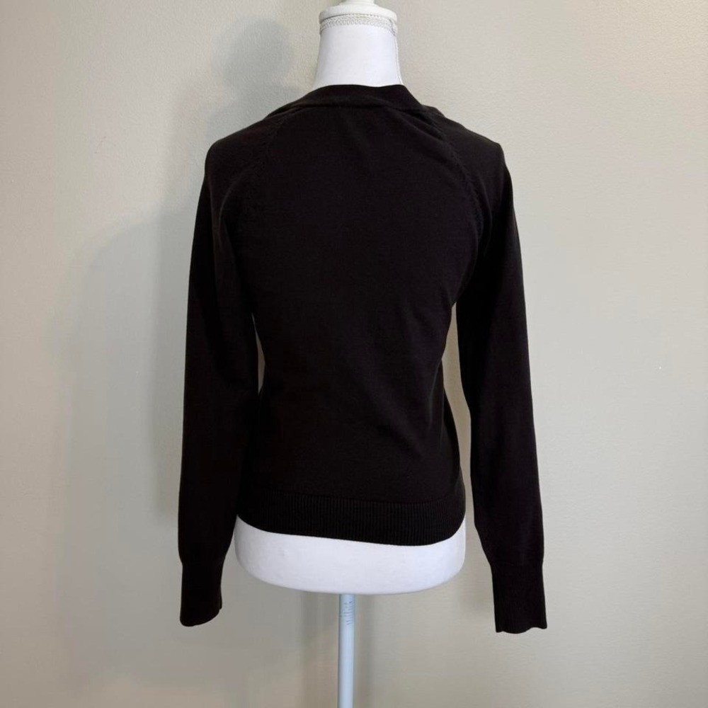VTG Chocolate Brown Long Sleeve Bow Womens S Y2k Coquette Romantic