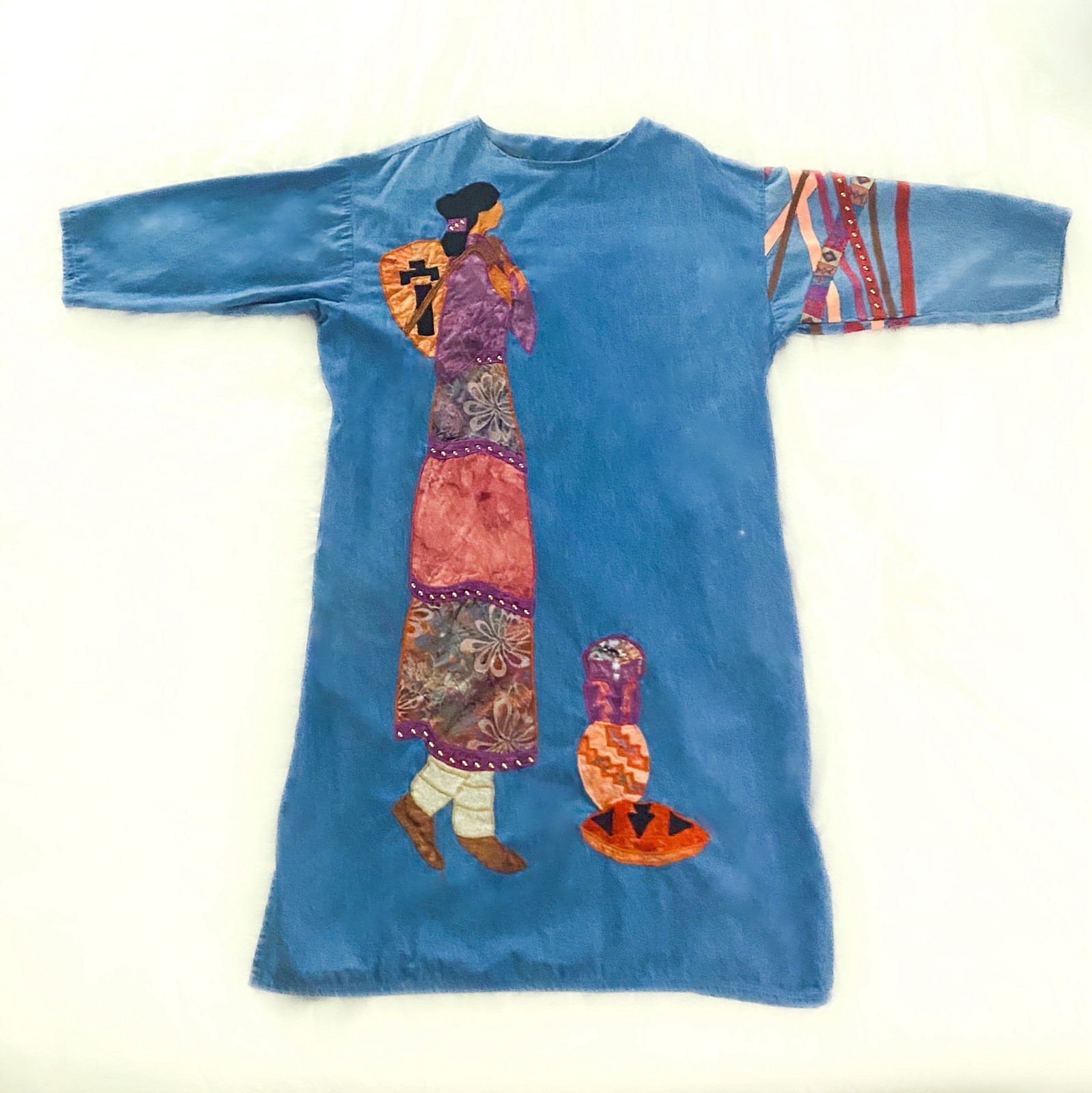 Alfredo’s Wife Dress XL Vintage Indigenous Native Appliqué Boho Rare Eccentric