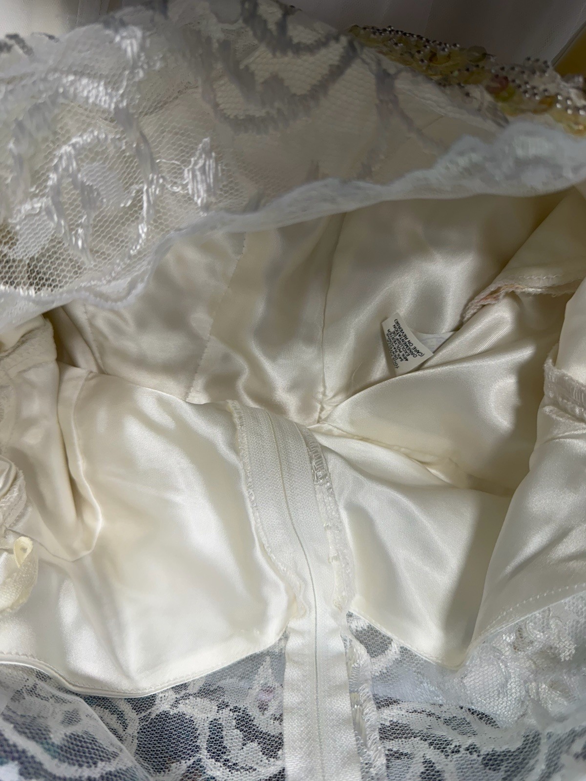 Alfred Angelo Y2K VTG 80s 90s White Satin Short Sleeve Wedding Dress V Neck S