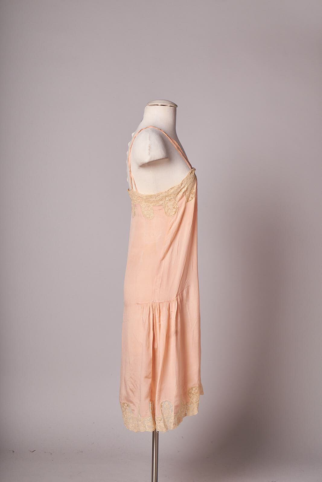 1920s Peach and Lace Flapper Slip Dress