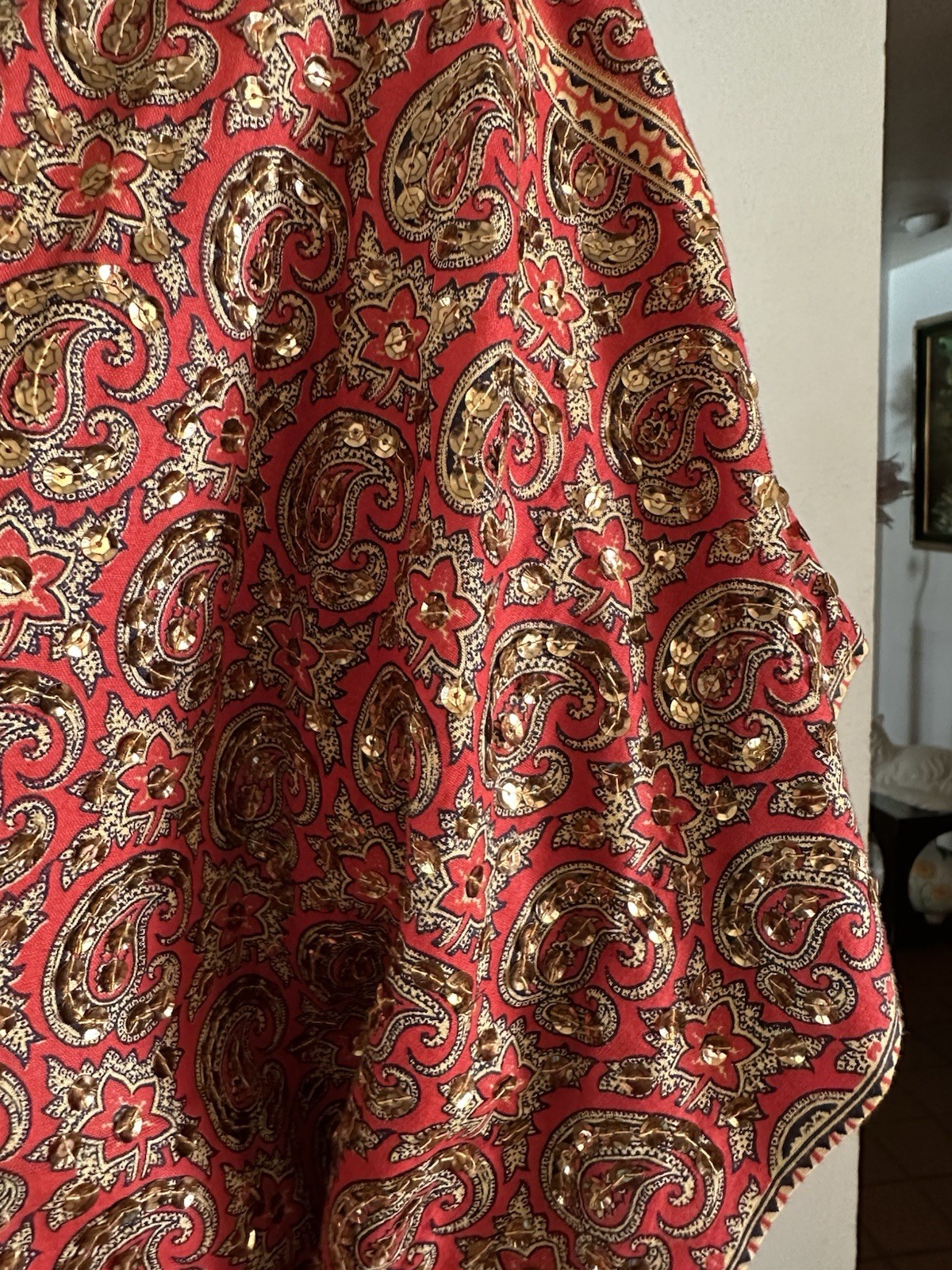 1960s Tipicano Sequined Caftan Hostess Dress Maxi Tunic Resort Sparkle 70s VTG