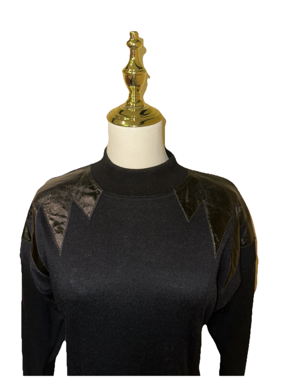 Women’s Vintage 1980s All That Jazz Black And Pleather Sweatshirt Dress Size 7/8