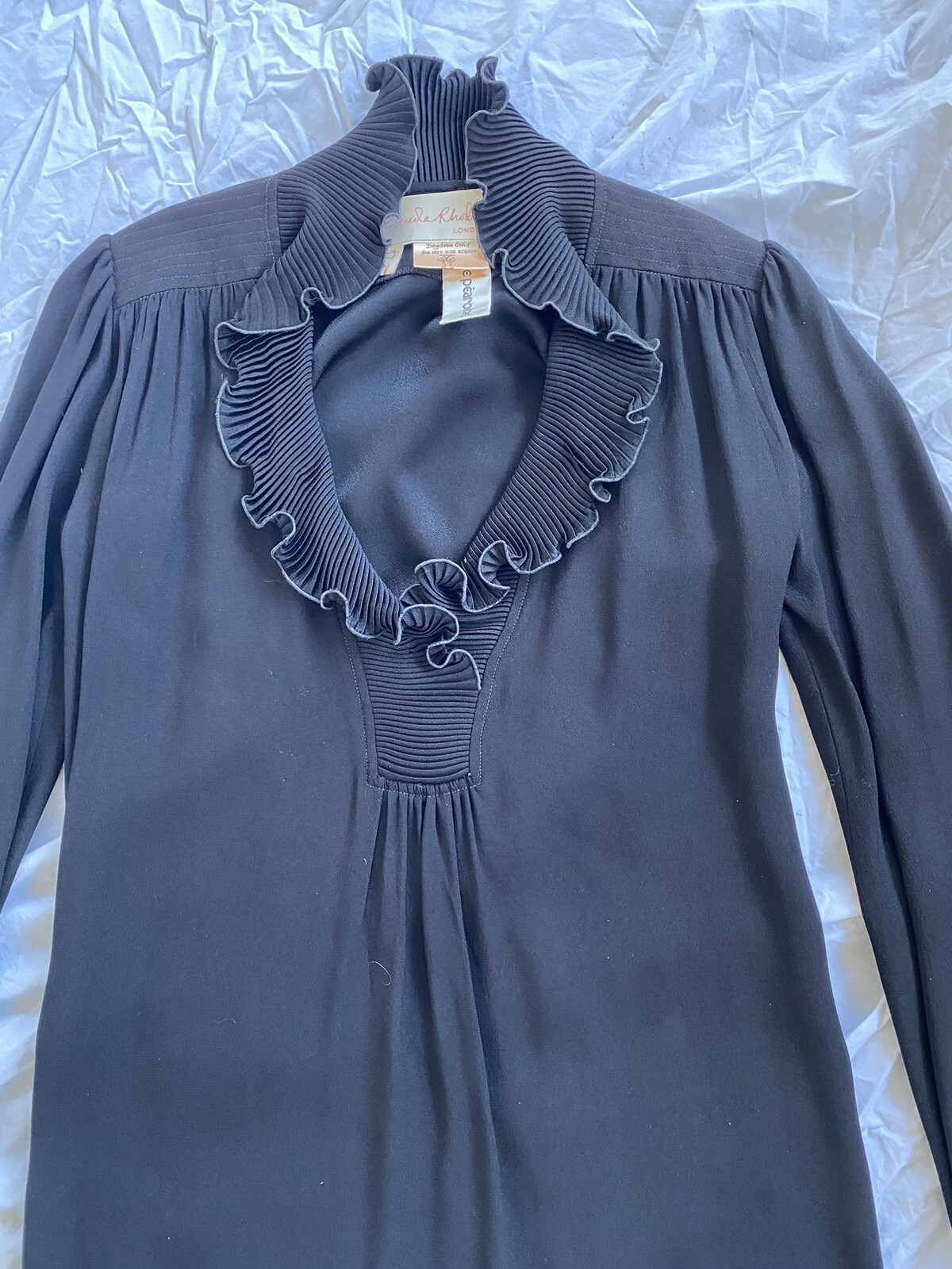 Zandra Rhodes Vintage 1970s Squiggle Ruffle Pleated Collar
