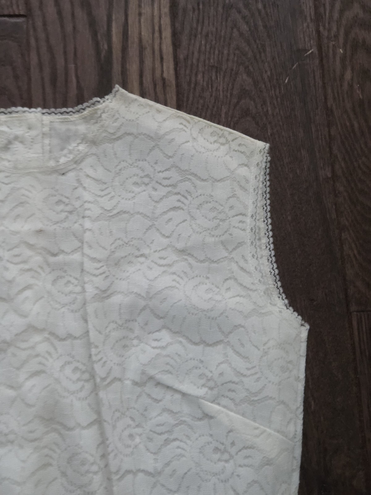 Vintage White Lace Sleeveless Blouse Handmade Sheer Floral Lace Shell Top Retro