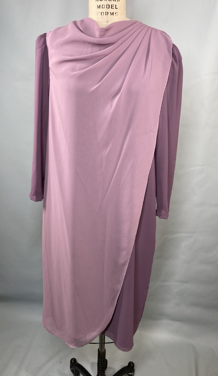 Vintage Dress SIZE LARGE purple GOSSAMER HAL FERMAN 70s 80s classic drape