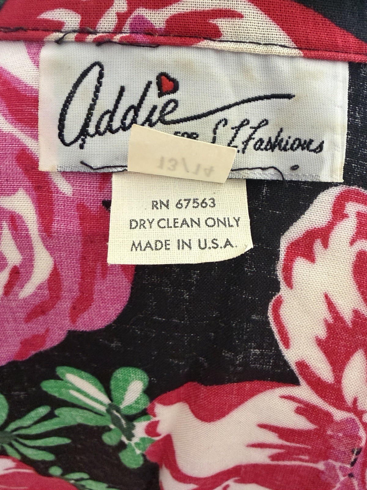 VTG Collared Floral Dress w Shoulder Pads, Buttons & Belt Made in USA Sz 13/14